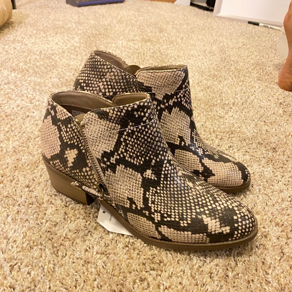 Snakeskin booties